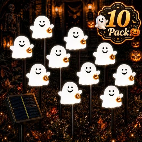 10 Pack Halloween Decorations Outdoor Pumpkin Moon Garden (Cold White) by Unknown