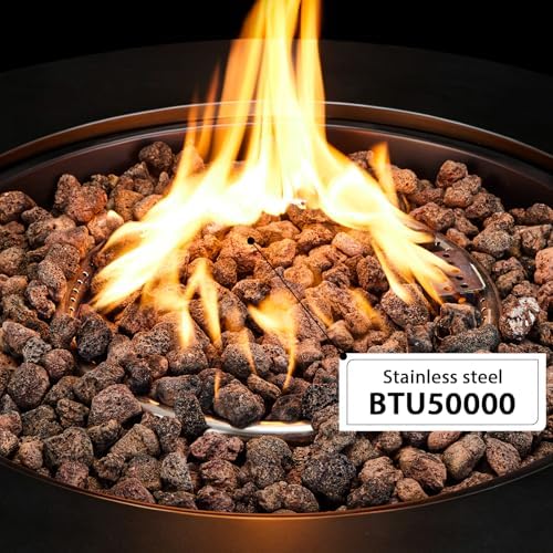 31.5'' Outdoor Round Black Propane Fire Pit Table with Wind Guard - Image 3