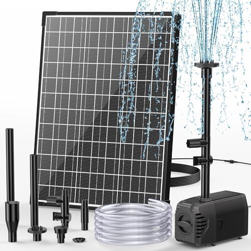 POPOSOAP Solar Fountain Pump, 20W Solar Powered Water Pump 320GPH Flow Adjustable, Solar Pond Pump with 4 Spray Patterns for Garden, Ponds, Fish Tank, Waterfall by POPOSOAP