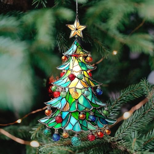 Mosaic Style Christmas Ornaments Tree Acrylic Suncatcher - Image 4