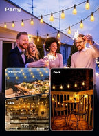 Brightown Outdoor String Lights, 150FT 47+2 LED ST38 LED Patio Lights Shatterproof, Dimmable IP65 Waterproof Connectable Hanging Outdoor Light for Backyard, Porch, Deck, Balcony - Image 6