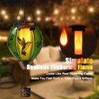 St Patricks Hot Air Balloon Solar Lantern - Patrick's Shamrock Glass Lantern, Simulated Flickering & Dancing Flame, Outdoor Hummingbird Hanging Yard Light for Patio Porch Decor Irish Clover Gift - Image 2