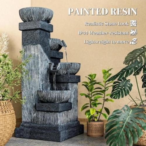 Decorative Garden Four Tier Water Fountain Outdoor with LED Lights - Image 6