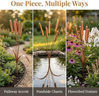 2026 Cattail Wind Chimes Copper Garden Stake, Handmade 20inch Large Metal Flower Plant Sculpture Yard Art Decor Vintage Rustic Bells Ornament Kinetic Wind Sculpture 19.69in 3pcs - Image 2