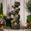 Sunlinua 48H Large Rock Cascading Outdoor Water Fountain with 6 Tiers by Sunlinua