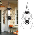 Solar Spider Hanging 20.5in Iron Halloween Garden Glowing Light Decor by Unknown