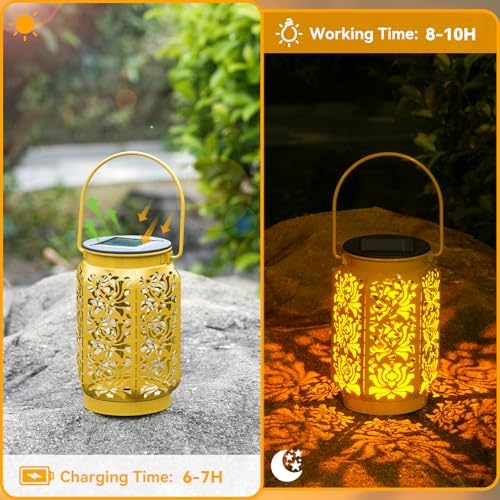 4 Pack Solar Lanterns Outdoor Waterproof Rose Solar LED Lights Garden Decor - Image 5