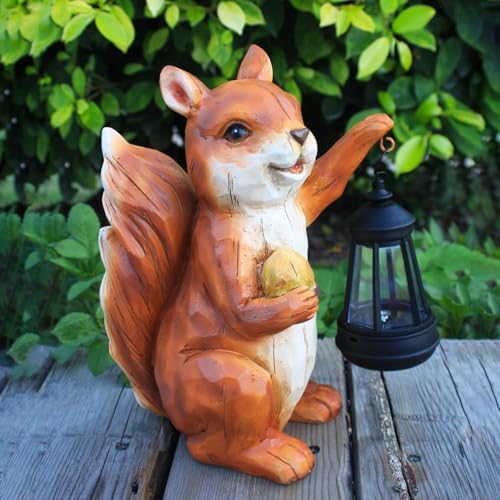 Solar Squirrel Garden Statue, Resin Solar Light Figurine Outdoor Decor - Image 2