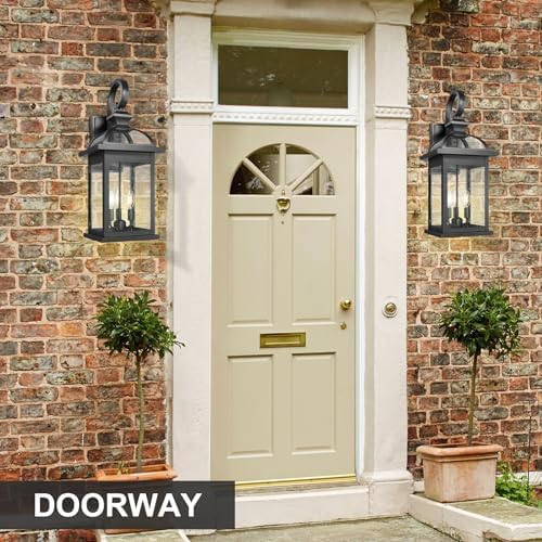 Darkaway Outdoor Lights Fixtures Wall Mount, Extra Large 26inch Outdoor Wall Sconce Lights with Seeded Glass Waterproof Outside Exterior Lights Fixture for House Front Porch Patio Garage E12 Bulb Base - Image 3