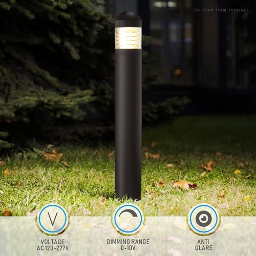 LEONLITE 3CCT LED Bollard Landscape Pathway Light, 43", Louvered - Image 4
