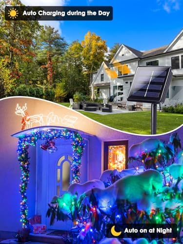 Solar Christmas Lights Outdoor 4 Pack 200 LED 132FT String Light Multicolor - Image 2