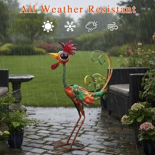 24'' Wacky Rooster Garden Statue for Outside, Patio, Backyard, Lawn - Image 4