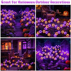 Halloween Decorations Outdoor, 6 Pack 36 LED Purple and Orange Solar Scary Eyeball Swaying Lights, Solar Firefly Light Waterproof Outdoor Lights for Halloween Yard Garden Party - Image 6