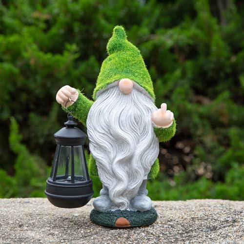 Garden Gnome 11.8 in, Funny Gnomes with Solar Lantern for Patio Decor Yard Christmas Fairy Garden Gift, Garden Statues Outdoor Clearance - Image 7