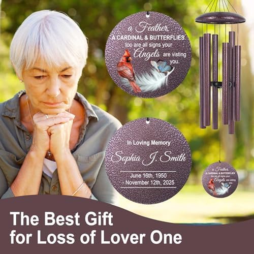 ASTARIN Custom Cardinal Wind Chimes for Loss of Lover Mom Dad, Butterfly Wind Chime Memorial Sympathy Gifts for Remembrance, Windchimes in Memory of a Loved One - Image 6