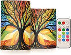 ALAZA Mysterious Tree Colorful Flameless Candles, LED Pillar Candles with Remote Timer, Battery Operated Candles Set of 2 by ALAZA