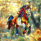 Mystical Horse Acrylic Suncatcher 12 Inches, Halloween Decoration Indoor Outdoor, Bedroom Porch Decor, Stained Glass Effect Window Hanging, Spiritual Horse Ornament, Horse Lover Gift for Her by XISZYS