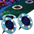 Colorful Mosaic Solar Disk Light,Waterproof Outdoor Glass LED Garden Stake Lighting(Blue,2) by Unknown