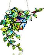 Plant Suncatcher Glass, Stained Glass Suncatcher Plant Window Hanging, Unique Nature Lover Gifts Leaf Idea by StainedGlassArtware