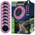 Bell+Howell 8 Pk Mosaic Solar Lights Outdoor LED Disk Pathway Lights, Pink by BellHowell