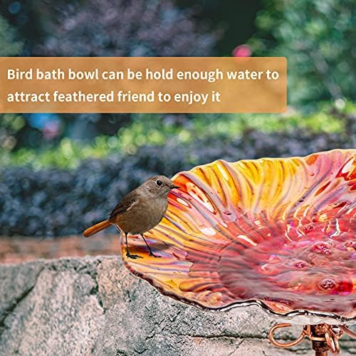 MUMTOP Glass Bird Bath for Outside, Red Bird Feeder Birdbaths for Oudoors - Image 2