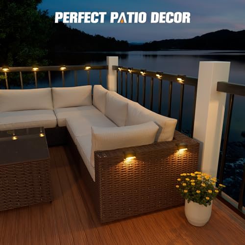 APONUO Solar Step Deck Fence Lights, Outdoor Waterproof Led, 1.77x3.14x1.73in, Black, Warm White, 16 Pcs, Path, Light, for Patio, Stairs, Garden Pathway, Step and Fences - Image 2