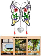KY&BOSAM Butterfly Suncatcher Precious Daughter Stained Glass Sun Catchers Hangings for Windows Wind Chime Ornament with Real Flower Wings and Metal Charm Birthday Gifts for Mother`s Day Valentine's - Image 6