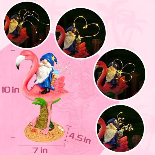 Flamingo Gnome Solar Garden Statue Outdoor Figurine Decor Lights - Image 2