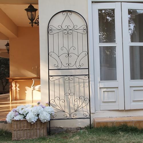 Metal Trellis 82.7" H x 26.7" W Powder-Coated Black Attractive Plant Support Garden Trellis Stylish Garden Addition Lattice Outdoor Yard Décor Roses Vine Ivy Clematis Trellises Black 1 Pack by SCENDOR