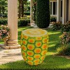 14" Oversized Pineapple Shaped Resin Stool – Multi-Use Side Table, Plant Stand, Decorative Furniture for Home, Garden, Patio & Indoor Spaces by Unknown