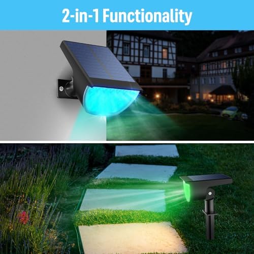 GKGG Solar Spot Lights Outdoor, IP65 Waterproof RGB Color Changing Solar Landscape Lights with 7 Lighting Modes for Yard, Garden, Trees, Pathway & Halloween Decorations Outdoor (Multicolor, 4 Pack) - Image 6