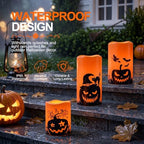 Homemory Halloween Waterproof Flameless LED Pillar Candle with Timer Remote - Image 2