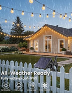 Brightever 50FT Solar String Lights Outdoor with Remote, 18+1 LED Shatterproof G40 Bulbs, 3 Lighting Modes & Timable, Waterproof Dimmable Solar Power Patio Lights for Camping, Backyard, Party - Image 4