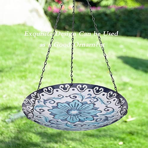 MUMTOP Hanging Bird Bath Outdoor Glass Flower Birdfeeders Garden Yard Decor - Image 4
