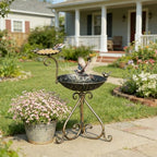 21" Outdoor Bird Bath,Free-Standing Bird Bath and Bird Feeder 2-in-1 Design by AIHAOKAN