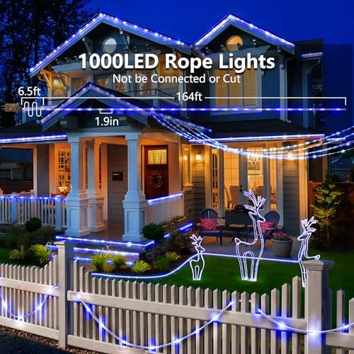 KNONEW 164FT 1000LED Rope Lights for Outside,Outdoor String Lights Waterproof 8 Modes Clear Tube Light for Indoor,Bedroom,Wedding,Garden,Patio,Christmas,Tree,Rv,Holiday Decoration(Blue) - Image 5
