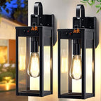 17" Solar Porch Lights Outdoor, with Motion Sensor, 2 Packs, Black by MYHXQ