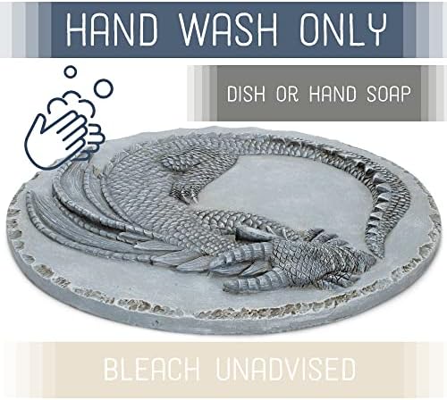 Magnolia Garden 12-Inch Slate Grey Sleeping Dragon Decorative Stepping Stone – 3D Sculpted Mythical Resin Garden Tile – Weathered Gothic Outdoor Accent - Image 3