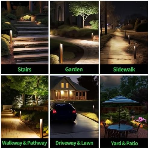 Outdoor Path Lights, LED Landscape Pathway Lights, 12V Low Voltage Wired, Waterproof 5W 200LM Black Aluminum for Backyard Patio 6 Pack - Image 4