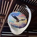 3D Wind Spinner 12" (30cm) Large Stainless Steel, Mirror Reflective Bald Eagle USA Flag, Smooth Spinning Kinetic Metal Garden Decor for Outdoor Indoor Patio Balcony Yard - Image 5