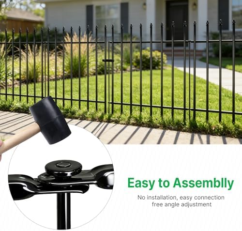 Thealyn 42" H x 12.5 Ft Metal Garden Fence with Gate, 5 Panels - Image 7