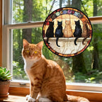 CHATYOUNG Stained Glass Window Hanging Retro Cats Themed Gifts Large 11.8" - Pet Suncatcher Door Garden Home Decor Christmas Mother's Day Birthday Gift for Grandma Women Mom Nana Wife Men Cat Lovers - Image 3
