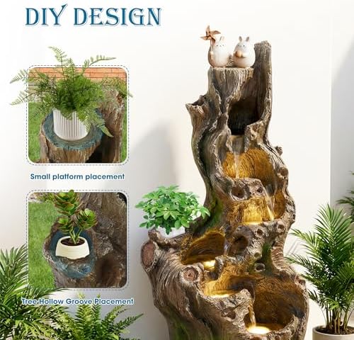 TITIMO 40''H Cascading Rock Water Fountain, 6-Tier Outdoor Garden Waterfall - Image 3