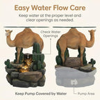 Modern Indoor Water Fountain with Glass Table, 22.8" H Outdoor Water Fountain LED Lighted Camel Fountain with Table, Water Feature for Garden, Deck, Living Room, Bedroom, Office Décor - Image 4