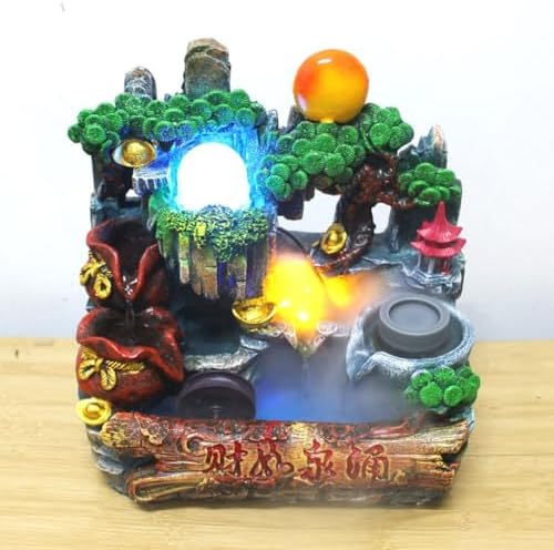 LUNIZ Waterfall Fountain Tabletop Fountain Desktop Rockery Resin Flow Crafts Living Room Creative Decorative Ornaments for Home Office - Image 7