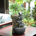 Haobos Indoor Fountain 4-Bowl Rockery Soothing Sound Tabletop Fountains Home/Office Decor Gift for Mom,Mother Day Present with A Small Plastic Pot to Grow Plant/Hebs By Yourself (Automatic Watering) by Haobos