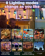 FREECUBE 50FT Solar String Lights Outdoor Waterproof, 25LEDs G40 Globe Shatterproof Bulbs,Warm White & Multicolor,8 Modes,Timer, Solar Powered Patio Lights for Backyard, Porch, Garden, Wedding Decor - Image 4