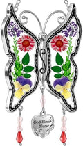 KY&BOSAM God Bless Nurse Butterfly Suncatcher with Pressed Flower Wings Nurse's Day Butterfly Stain Glass Catchers Wind Chime Ornament Charm with Metal Heart Gifts for Nurses Birthday Christmas by KYBOSAM