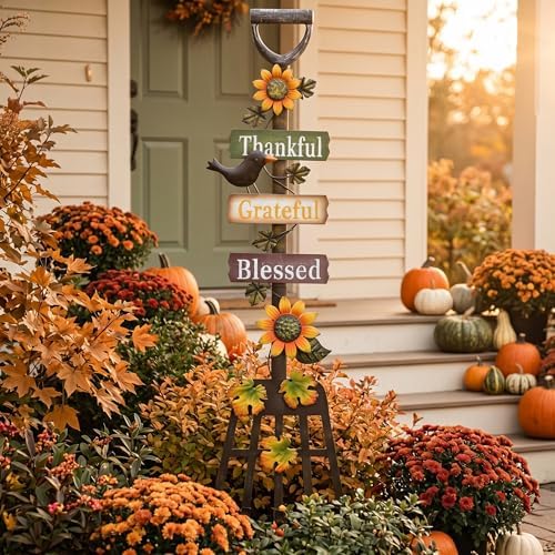 TERESA'S COLLECTIONS Fall Outdoor Decor Metal Rake Yard Stake 30" - Image 2