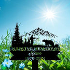 Personalized Hunter Grave Marker Grizzly Bear Hunting Memorial Garden Stake 8-24 inch Hunter Dad Loss Gift, Hunter Memorial Gift Loss of Loved One (Grizzly Bear Hunting) - Image 2